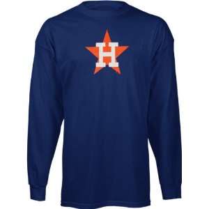 Houston Astros  Navy  Cooperstown Throwback Official Logo Long Sleeve 