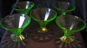 Federal Glass Company 1930s Hostess Green Sherbet Cups  