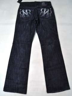 ROCK & REPUBLIC Henlee Ignorance Bliss Logo Blue Jeans 32/33 NWT USA 