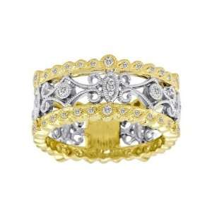Meira T 14K Yellow Gold Diamond Antique Style Floral Right Hand Ring 