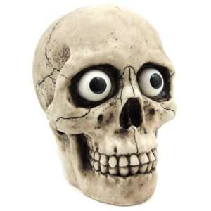    Creepy Life Like Human Skull Statue W/ Eyeballs