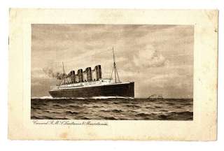 1910? CUNARD MAURITANIA & LUSITANIA POSTCARD  