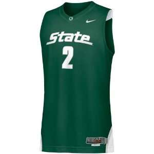  Nike Michigan State Spartans #2 Green Twilled Basketball 