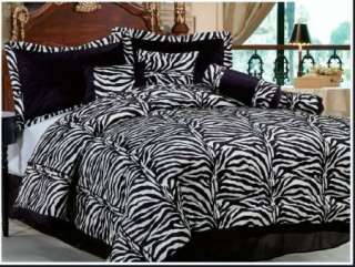 Imperial 7piece Micro Suede Black & White Zebra Striped Comforter Set 