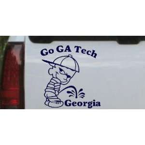 Navy 12in X 11.6in    Go GA Tech Pee On Georgia Car Window Wall Laptop 