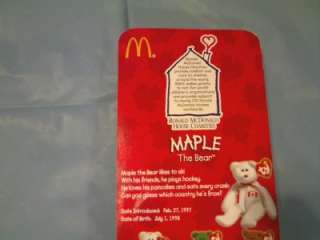 This MCDONALDS TY BEANIE BABIES 1999 MAPLE THE BEAR NRFB is in NEVER 