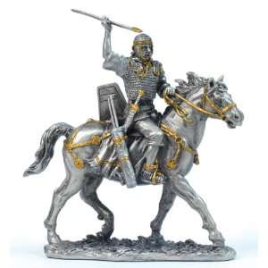  Figurine Medieval Knight w/Pike on Horse (Pewter) Pewter 