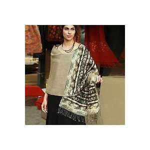  NOVICA Wool reversible shawl, Sandy Shores