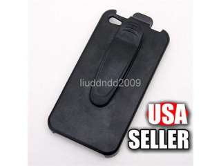 Black Swivel Belt Clip Holster Hard Case For iPhone 4  