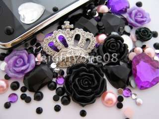 Deco Kit DIY Gem Crown Purple Crystal Bling Case For iPhone3 iPhone4 