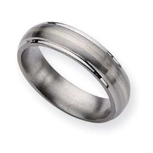   Silver Inlay 6mm Brushed And Polished Band, Size 6 Chisel Jewelry