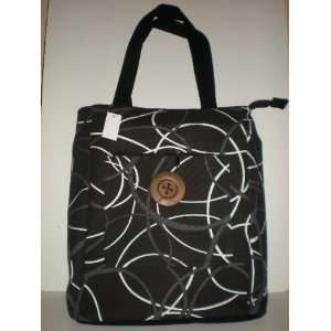  Tote bag canvas (black w charcoal and white circles 