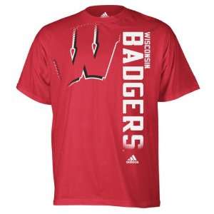  Wisconsin Badgers adidas Red Battlegear T Shirt Sports 