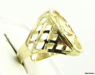 Large Mens NIKE Fashion Ring   10k Solid Yellow Gold Diamond Cut 