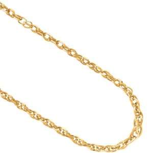 14k Gold Yellow Polished Textured Interlocked Oval Necklace   18 Inch 
