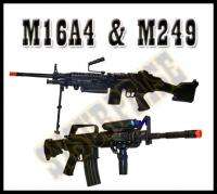 2x Lot M16A4 M4 M249 SAW MKII Airsoft Spring Rifle Gun  