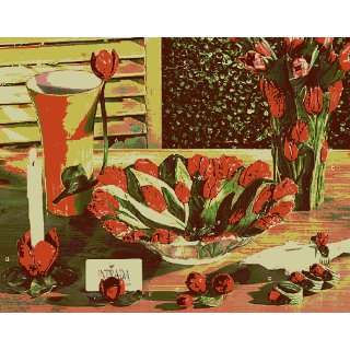 Intrada FIO5322R Vase With Red Tulips 10 Inch H 