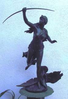Large Antique Bronze Diana Sculpture signed Paul Gasq  