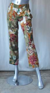 GUCCI Luxe Olive Asian Floral *SILK* Capri Pants S/M 38  