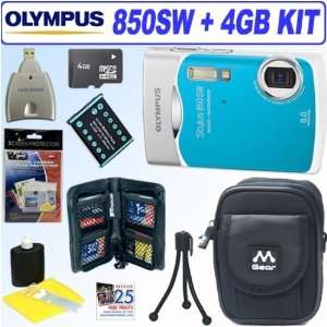  Olympus Digital Camera Olympus Stylus 850SW 8MP Blue + 4GB 