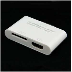  HDMI & 30 Pin Pass Thru Adapter for iPad & iPhone 4G 4GS 