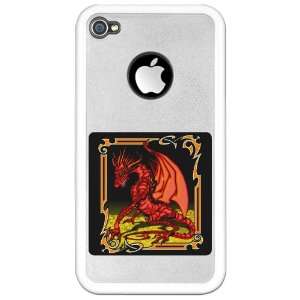  iPhone 4 or 4S Clear Case White Red Dragon Tapestry 
