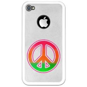  iPhone 4 or 4S Clear Case White Neon Peace Symbol 