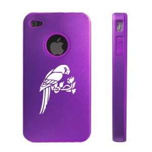   iPhone 4 4S 4G Purple D1505 Aluminum & Silicone Case Cover Parrot