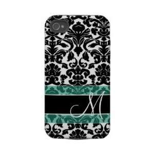  Damask Pattern with Monogram Iphone 4 Tough Cover  
