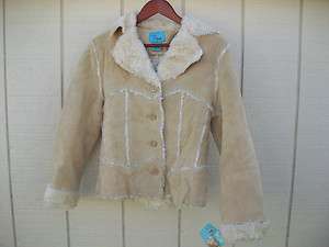 Womens/Ladies NWT B. lucid Beige Soft Suede Leather Jacket Size S 