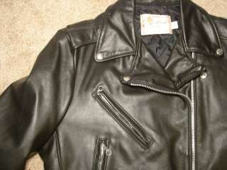 1970s Vtg EXCELLED Black Leather Motorcycle Jacket 14  