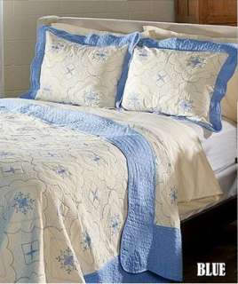 PC Quilt Set by Luxor Treasures   100% Cotton w/Embroidered Lace 