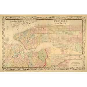   Map New York City Brooklyn Manhattan NYC Antique   Original Print Map