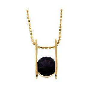  Sterling Silver Gold Plated Purple CZ Ladder Pendant 