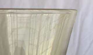 Swedish Modern Blown Studio Art Glass Yellow Vase Pedestal Flared 