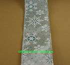 WIRED Light Blue GLITTER SNOWFLAKES ribbon 2 YD