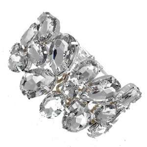  Magola Silver Crystal Hinged Bangle Jewelry