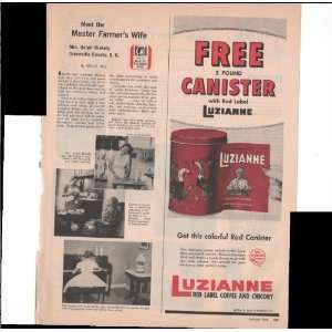  Luzianne Red Label Coffee And Chicory Free Canister 1960 