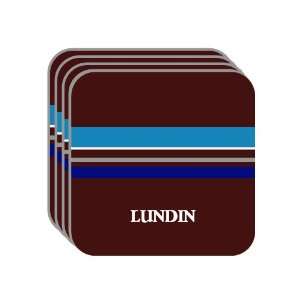 Personal Name Gift   LUNDIN Set of 4 Mini Mousepad Coasters (blue 