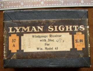 vintage steel Lyman 57 A receiver peep sight +aperture &screws 