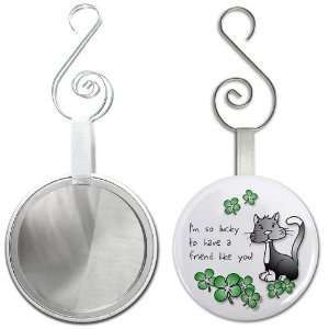 Creative Clam Lucky Kitty Cat St Patricks Day 2.25 Inch Glass Mirror 
