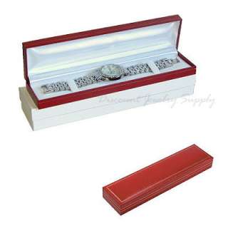 Leatherette Bracelet or Watch Long Gift Box   Red  