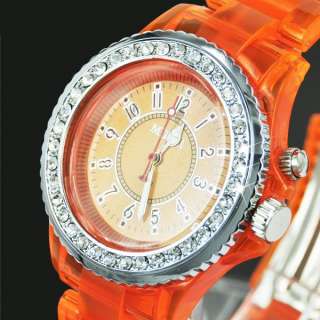 Color LED Backlight Quartz Analog Women Lady Wristwatch Crystal 