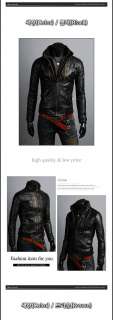 Mens Leather Jackets Korea Casual Slim Fitted Dandy Double zipper 