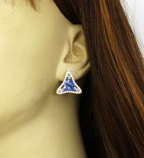 LAVISH 14K 8 CTS DIAMONDS & TANZANITE LADIES EARRINGS  