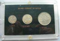Latvia 1924 1929 Box Set of 3 Silver Coins,1,2,5 Lati  