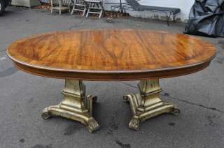 Karges Gold Leaf Pedestal Walnut Dining Table  