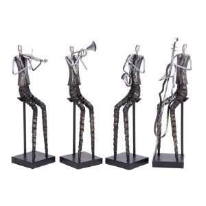   Four Trumpet Guitars Violin Musician Handmade Metal Sculpture 16 12h