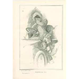  1908 Print Girl Crying in Automobile by Harrison Fisher 