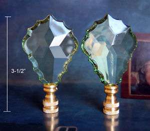 GREEN CRYSTAL CLEAR LEAF LAMP SHADE FINIALS TOPPERS  